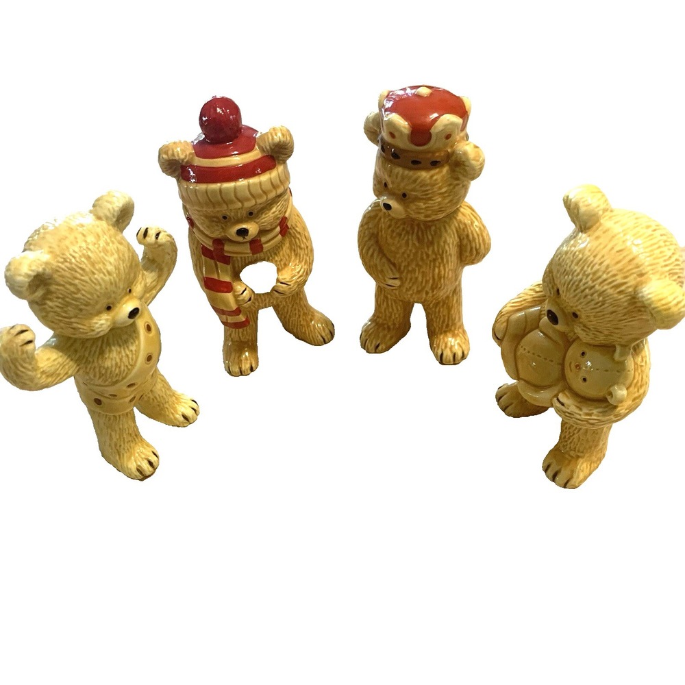 Vintage Danbury Mint Teddy Bear Collection Fine Bone China Figurines Lot of 4